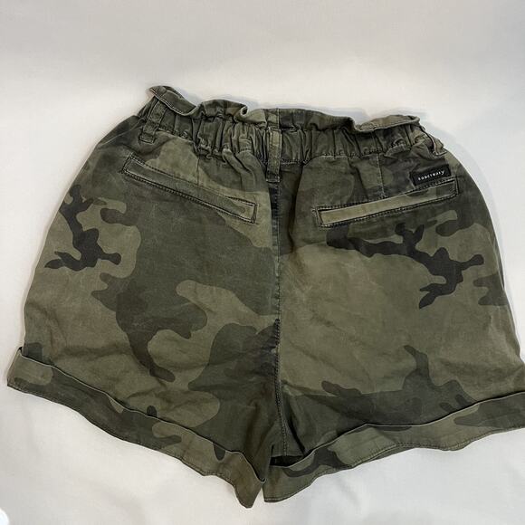 Sanctuary Camo Paperbag Shorts High Waist Cuffed Womens S - Picture 2 of 6